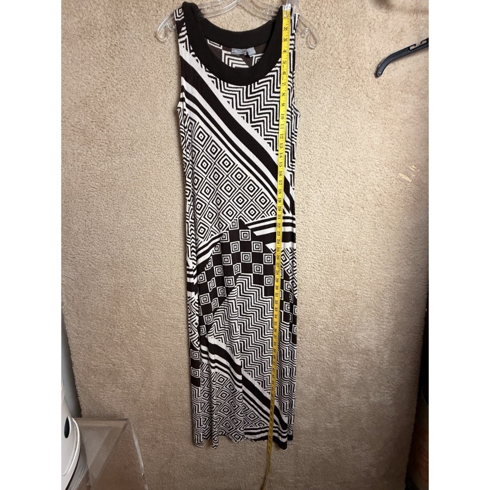 Chicos Travelers Maxi Dress 0 Brown Cream Geometric Sleeveless USA Resortwear - Picture 13 of 13